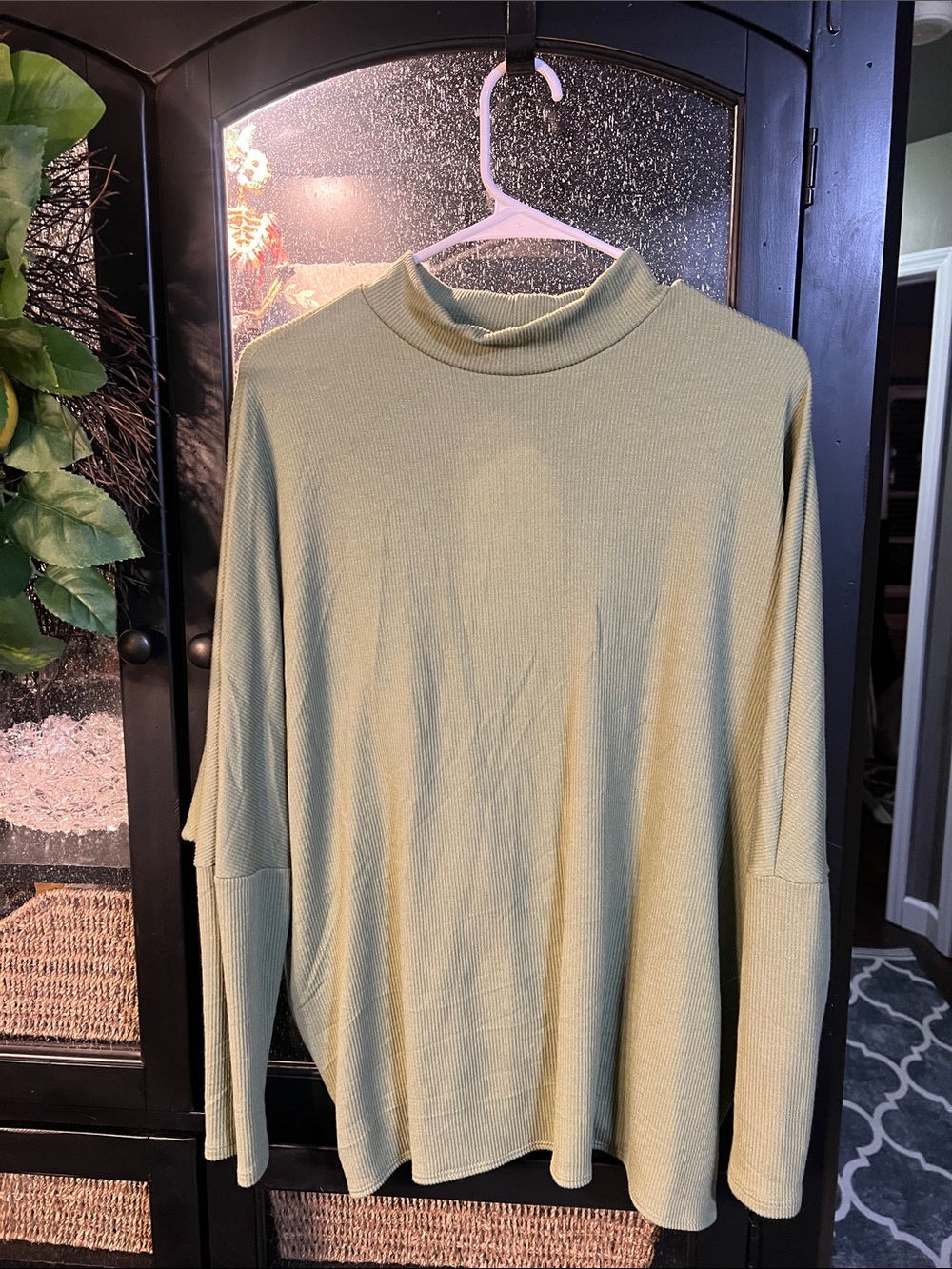 Buckle Olive Green Cowl Neck Sweater with cut out back